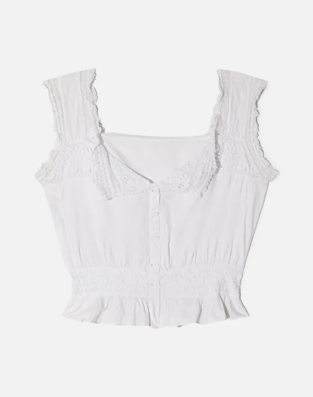 Vintage Edwardian Era Cotton Top - #1526 made by Re/Done
