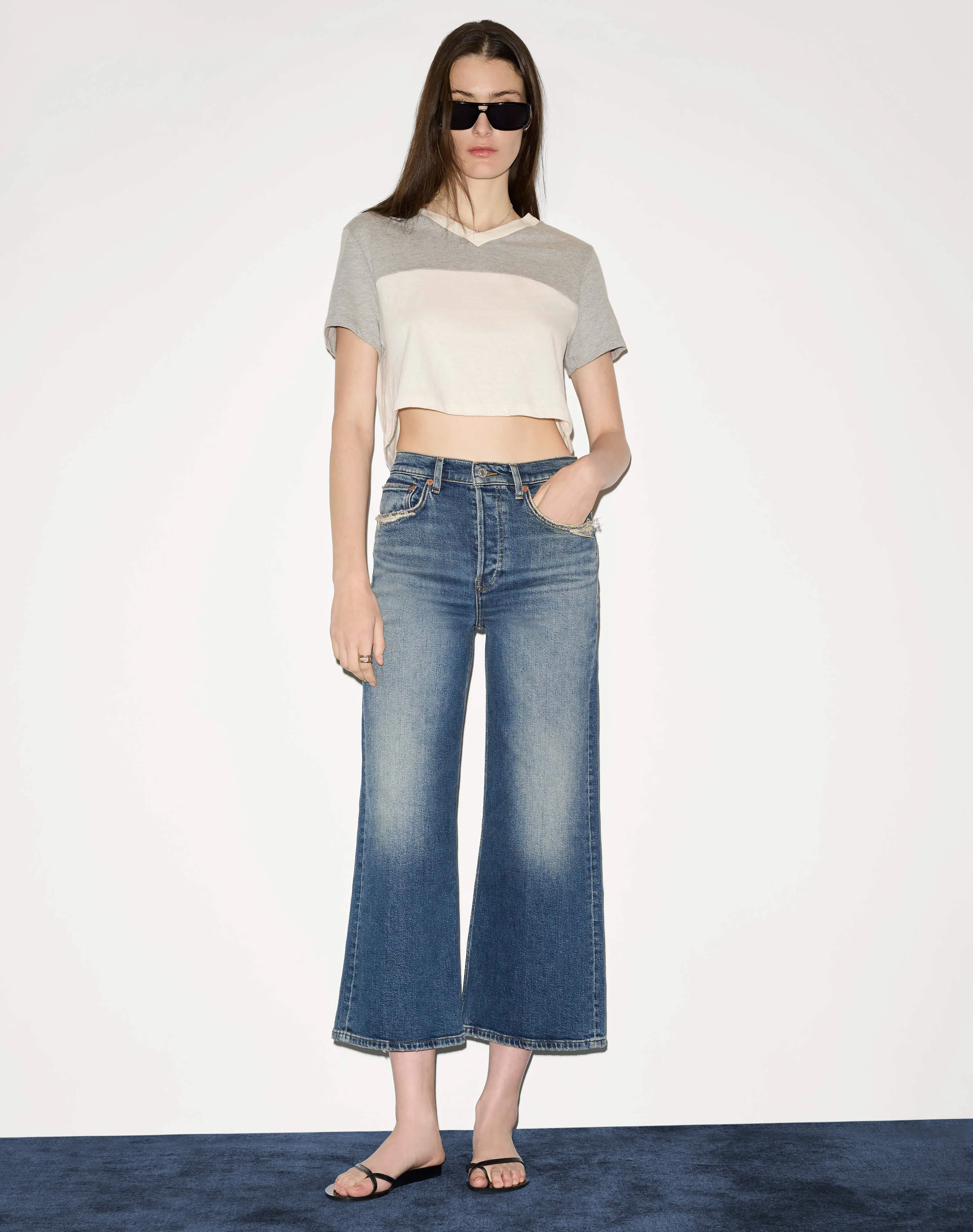 Surplus Comfort Stretch High Rise Wide Leg Crop - Sonoma Indigo sold by Re/Done product image thumbnail 5