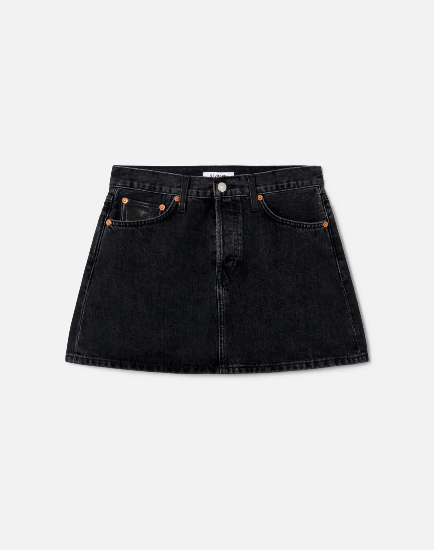 Surplus Aline Classic Skirt - Back to Black Leather sold by Re/Done