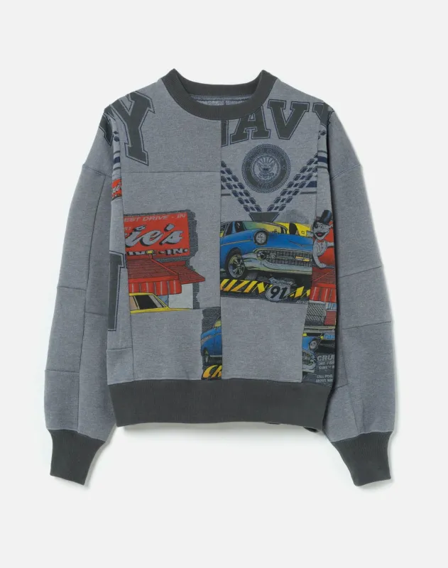 80s Upcycled Patched Sweatshirt - Heathered Black made by Re/Done