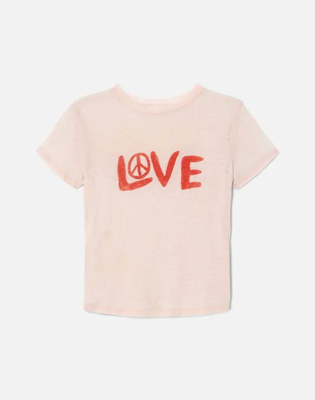 Surplus Classic Tee Burnout Love And Peace - Pink Salt made by Re/Done