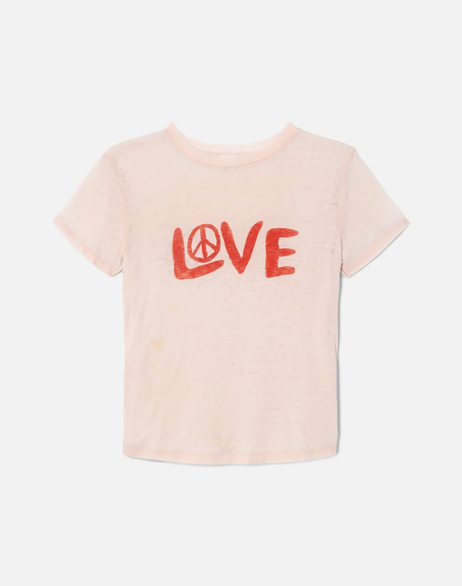 Surplus Classic Tee Burnout Love And Peace - Pink Salt sold by Re/Done