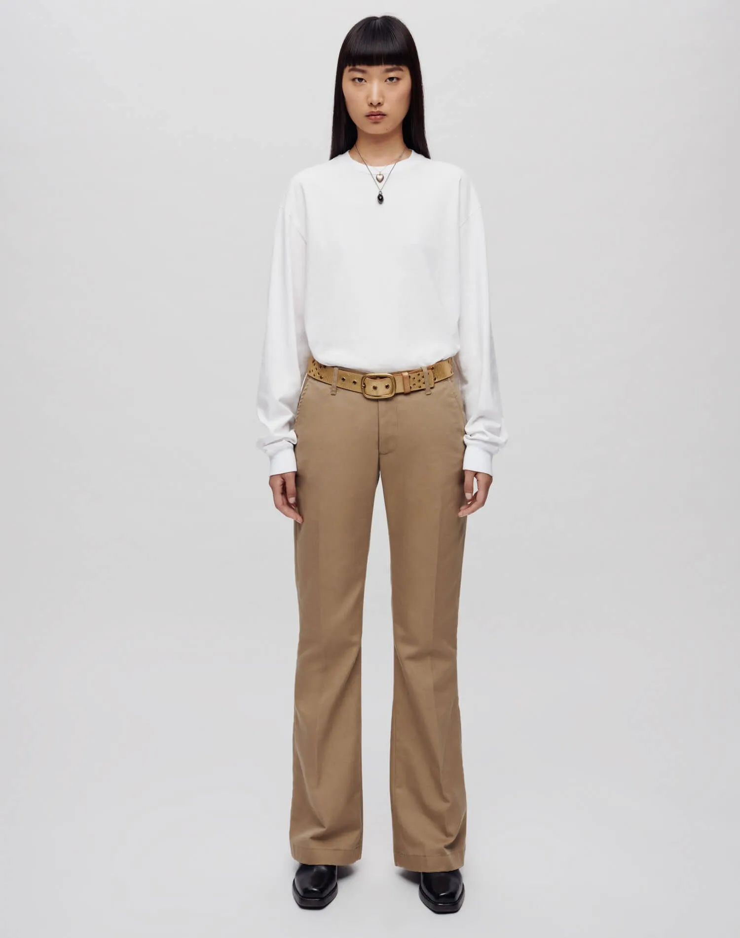 Surplus Mid Rise Wide Leg Trouser - Washed Khaki sold by Re/Done product image thumbnail 4