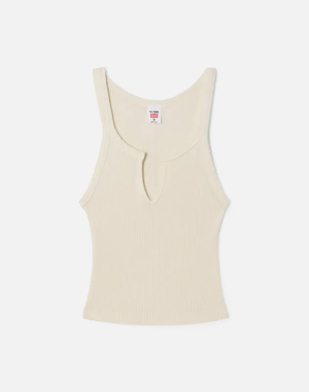Surplus V Cut Ribbed Tank - Vintage Ivory made by Re/Done