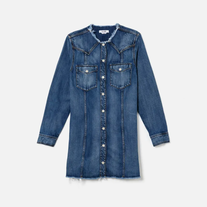 The Riley Mini Dress - Viper Blue made by Re/Done
