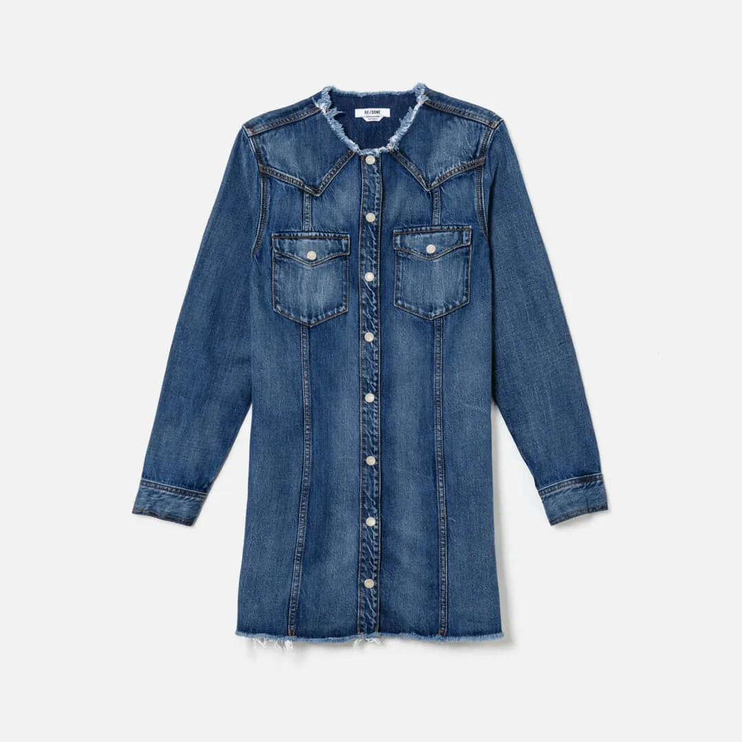 The Riley Mini Dress - Viper Blue sold by Re/Done