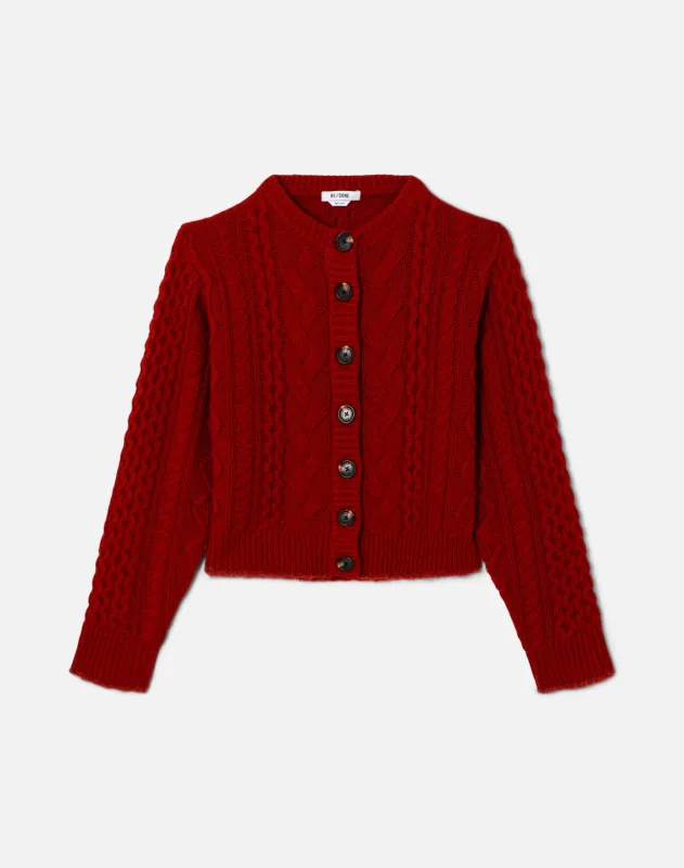 Surplus Cable Cardigan - Rosso made by Re/Done