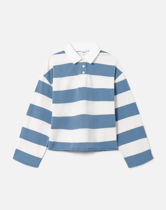 Surplus Cut Off Rugby Polo - Bluebird Ivory made by Re/Done
