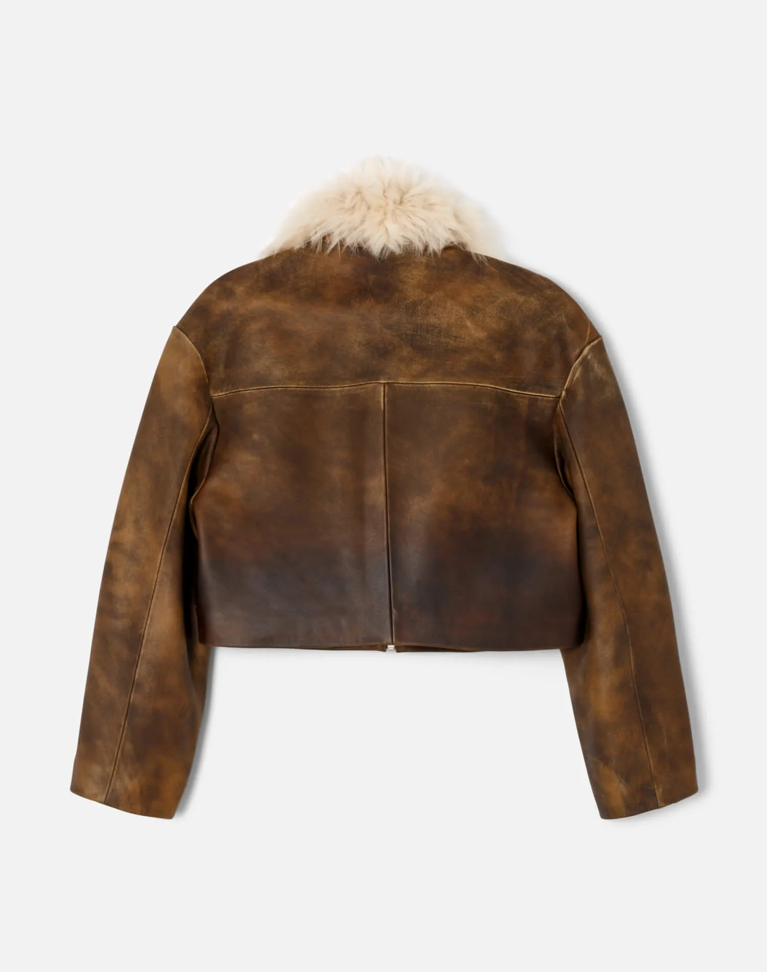 Distressed Aviator Shearling Jacket - Brown sold by Re/Done product image thumbnail 2