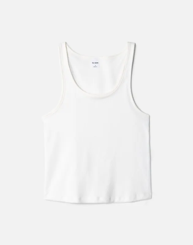 Scoop Neck Terry Tank - White made by Re/Done