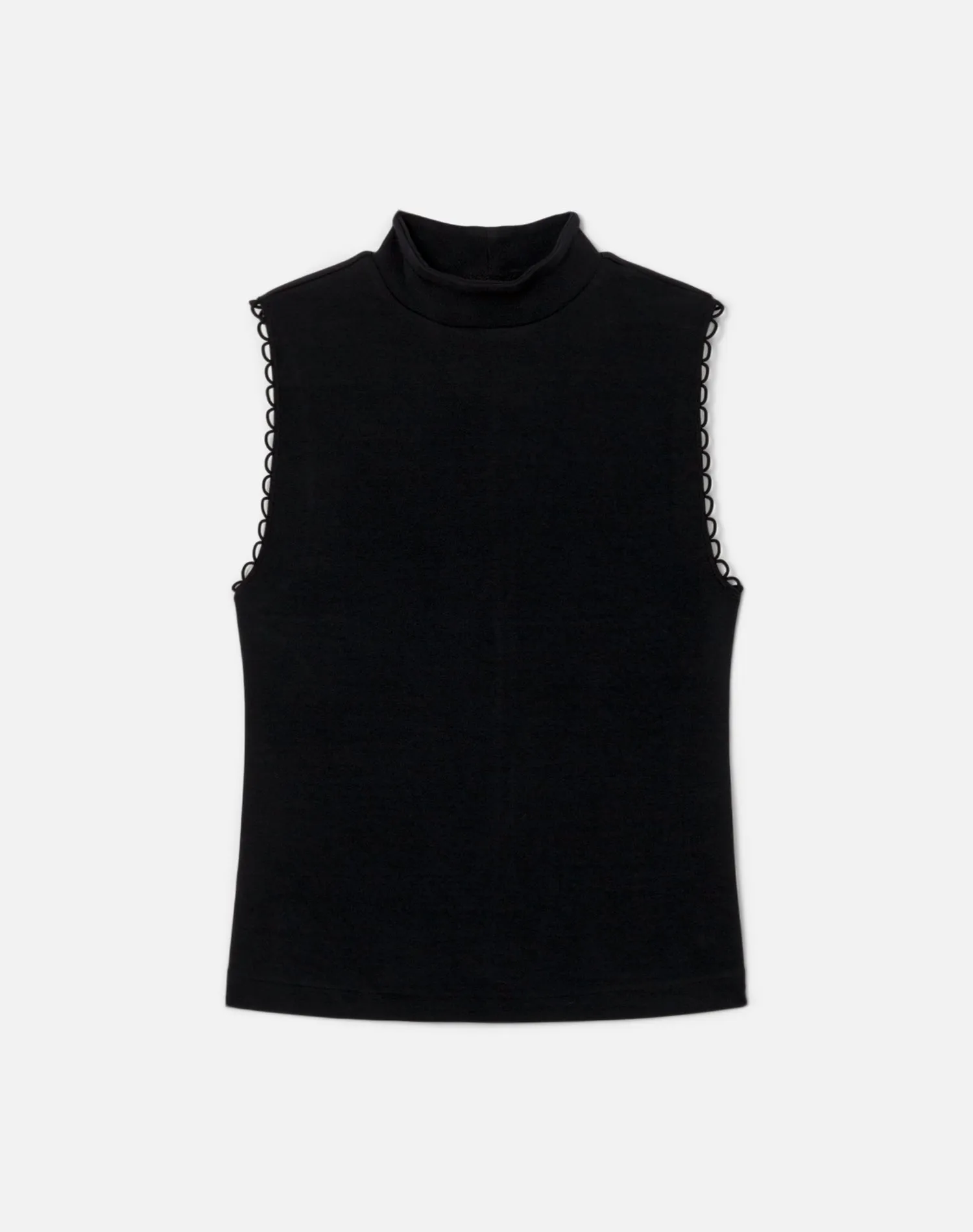 Mock Neck Scallop Tank - Black sold by Re/Done
