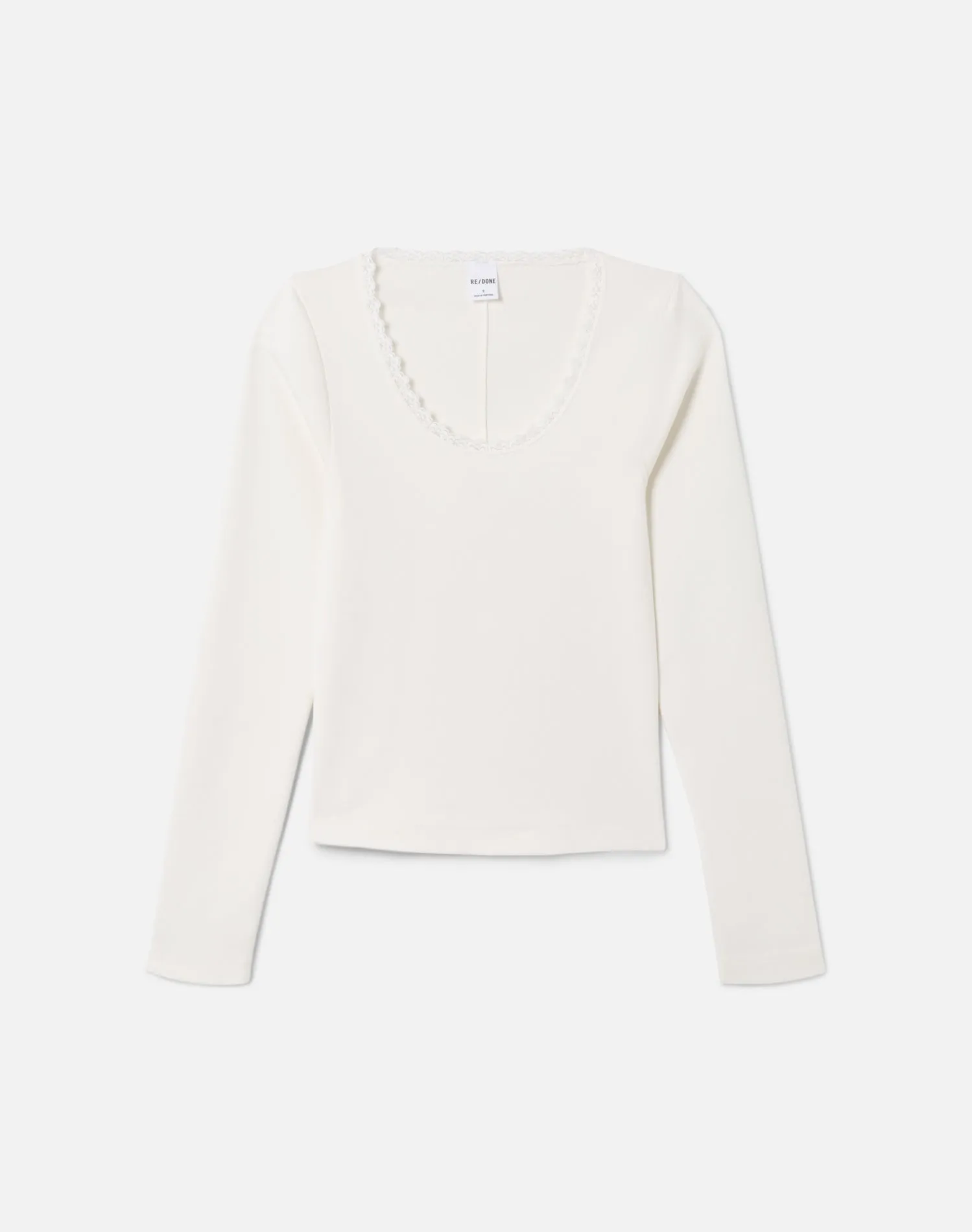 Lace Scoop Neck Long Sleeve - Off White sold by Re/Done