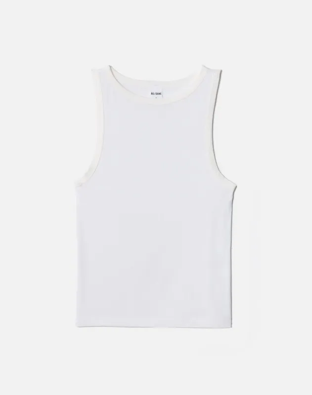 Ribbed High Neck Tank - Off White made by Re/Done
