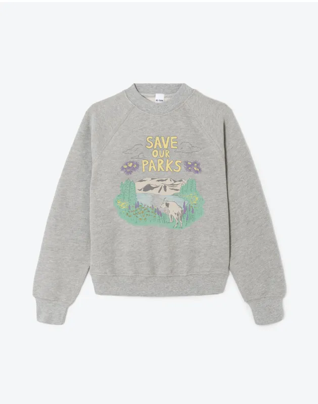 Classic Crewneck Save Our Parks - Heather Grey made by Re/Done