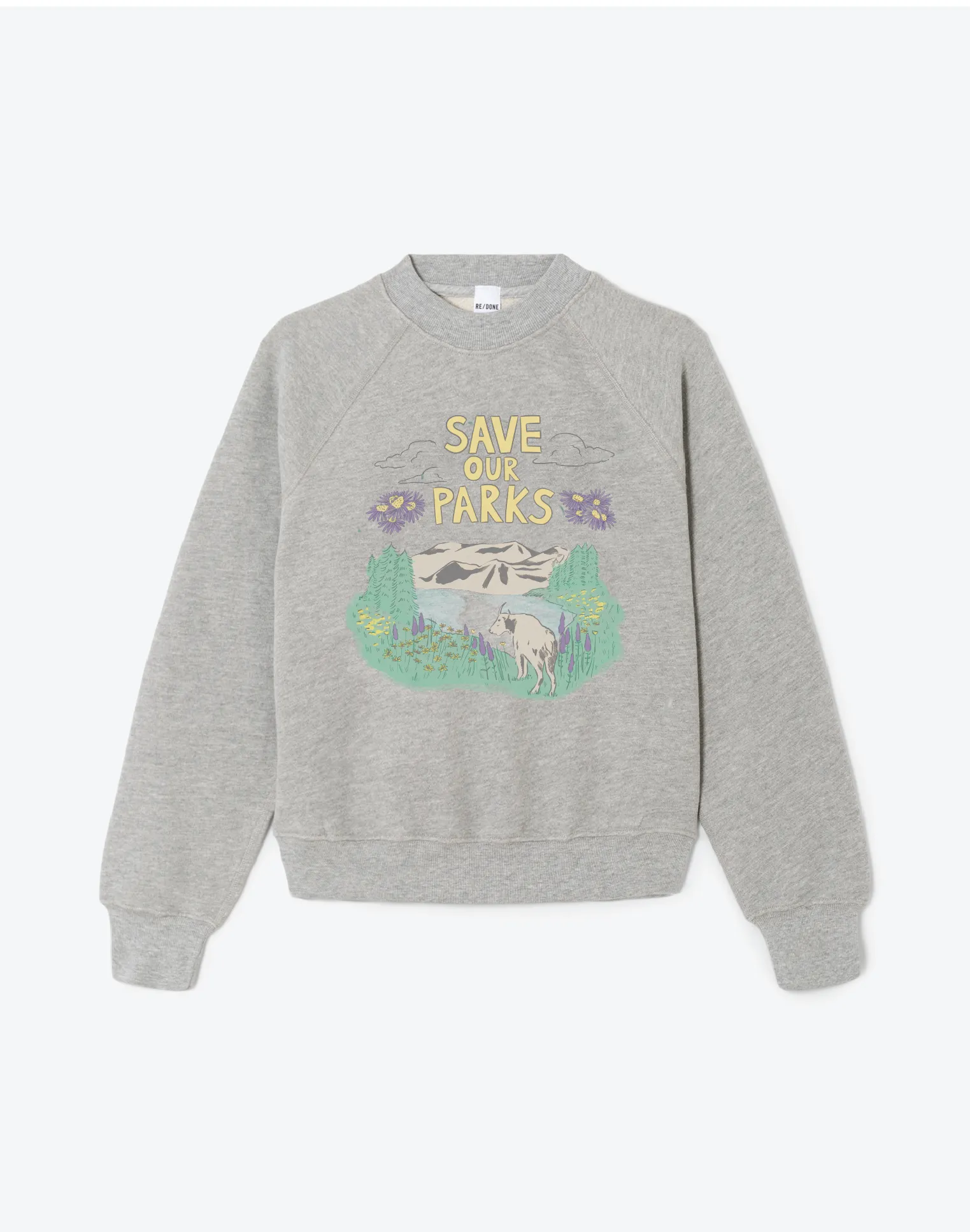 Classic Crewneck Save Our Parks - Heather Grey sold by Re/Done