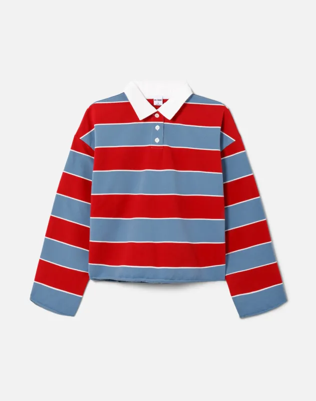 Cut Off Rugby Polo - Crimson Bluebird made by Re/Done