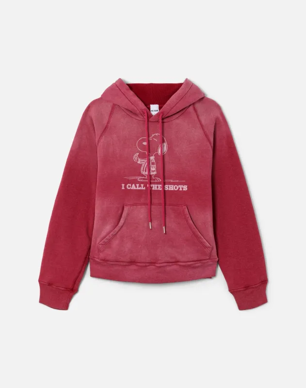 Thermal Lined Raglan Hoodie Snoopy - Faded Beet made by Re/Done