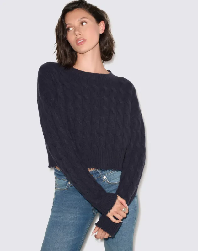 Rowe Cashmere Pullover - Navy made by Re/Done