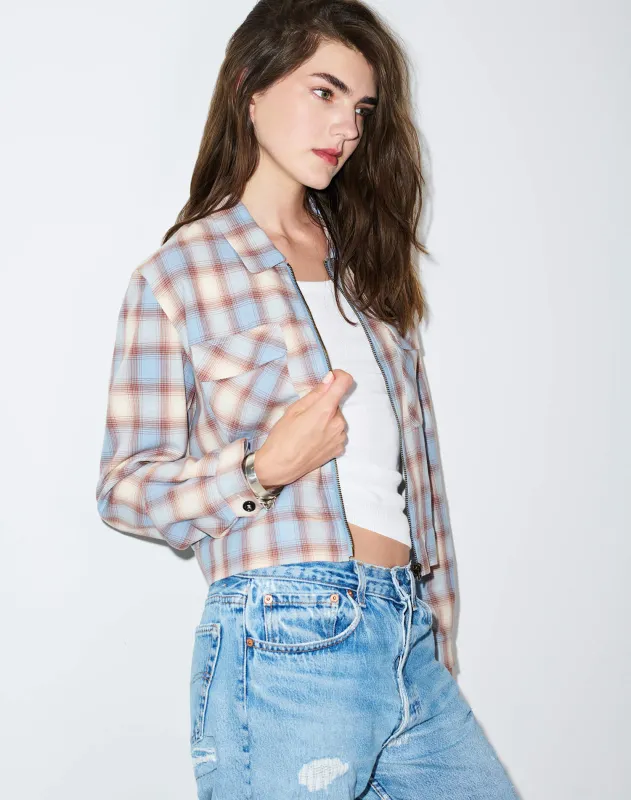 Viv Jacket - Bluebell Plaid made by Re/Done