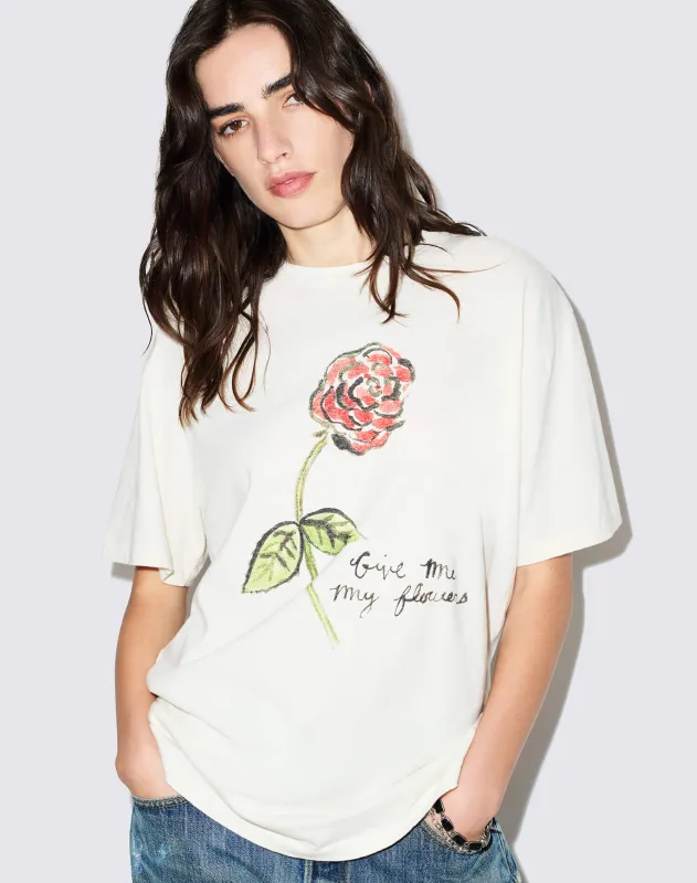 Boyfriend Tee Flowers - Vintage White made by Re/Done