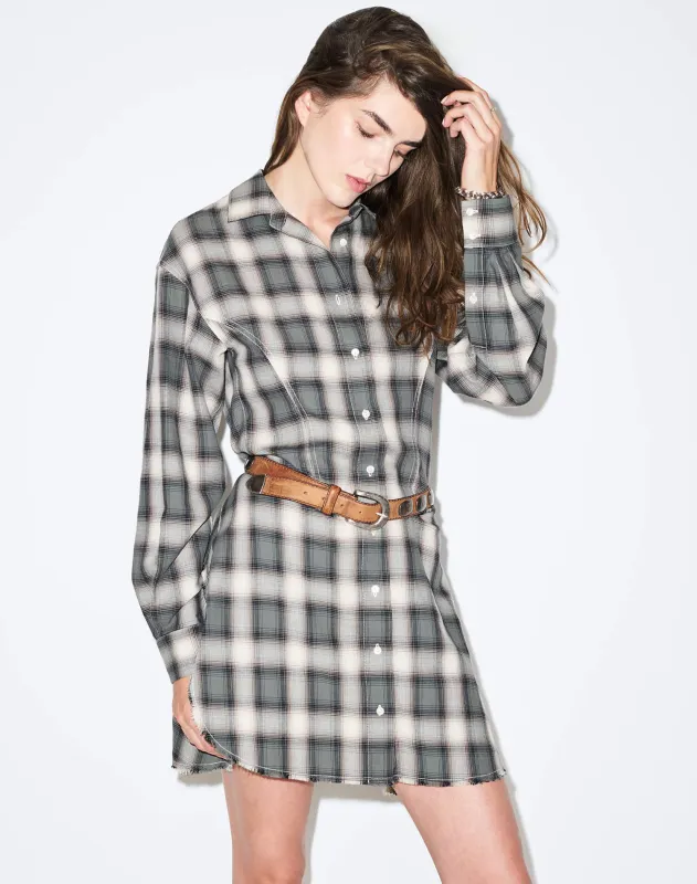 Agnes Dress - Dark Sage Plaid made by Re/Done