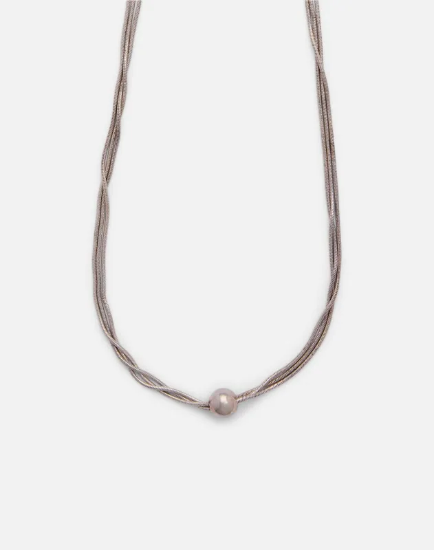 Vintage 80s Liquid Silver and Ball Slider Necklace -#1738 made by Re/Done