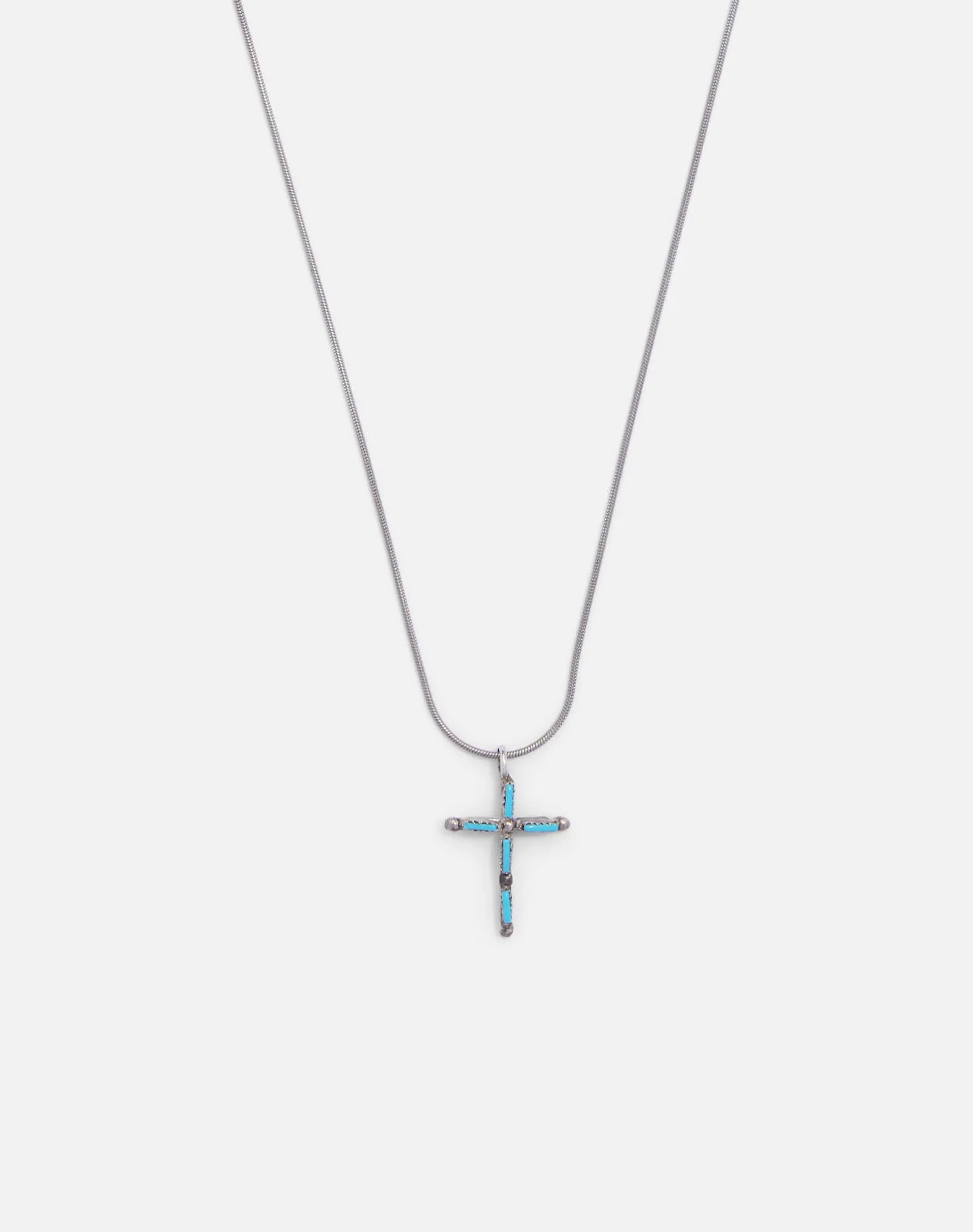 Vintage 50s Zuni Sterling + Turquoise Cross Necklace -#1735 sold by Re/Done
