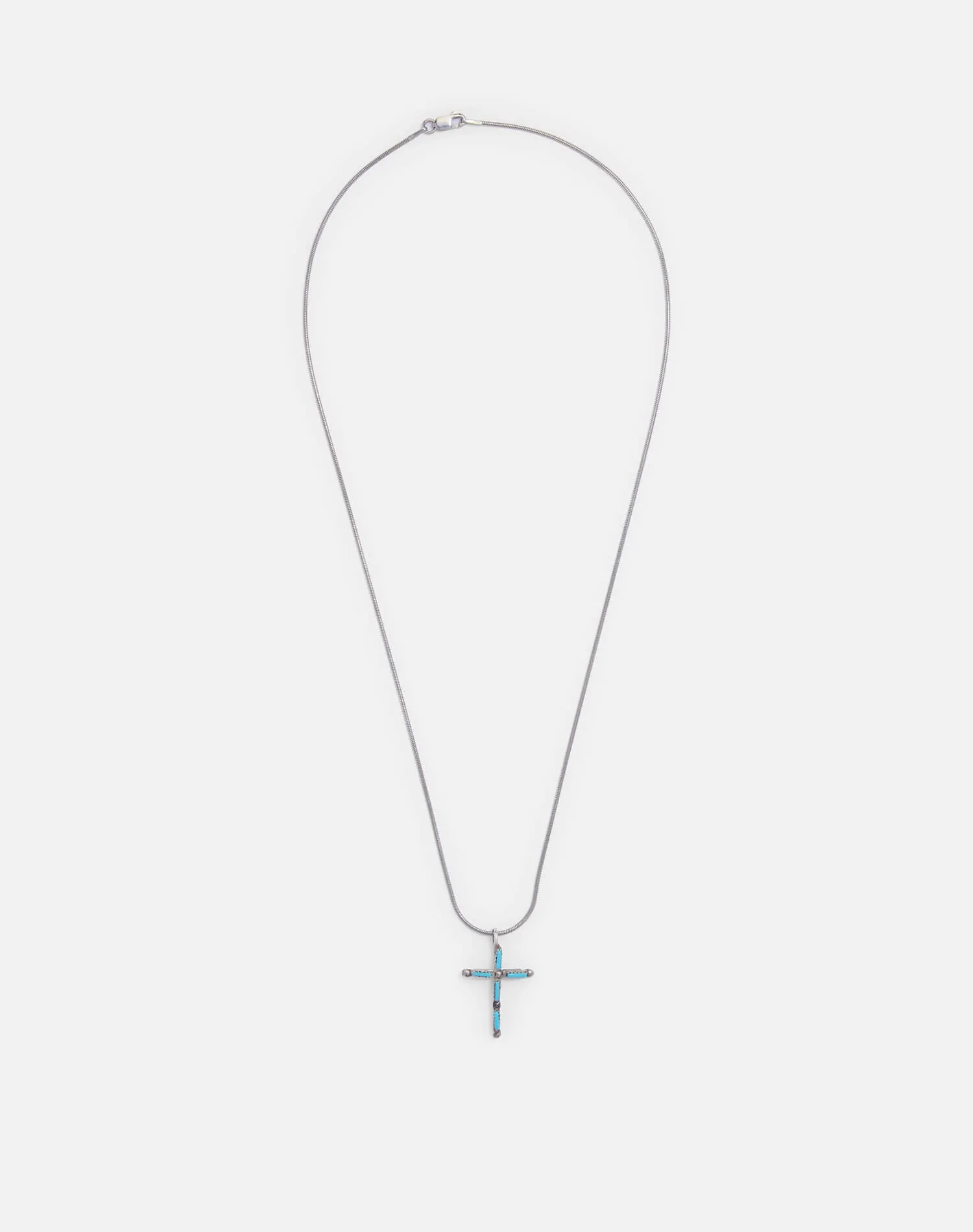 Vintage 50s Zuni Sterling + Turquoise Cross Necklace -#1735 sold by Re/Done product image thumbnail 2
