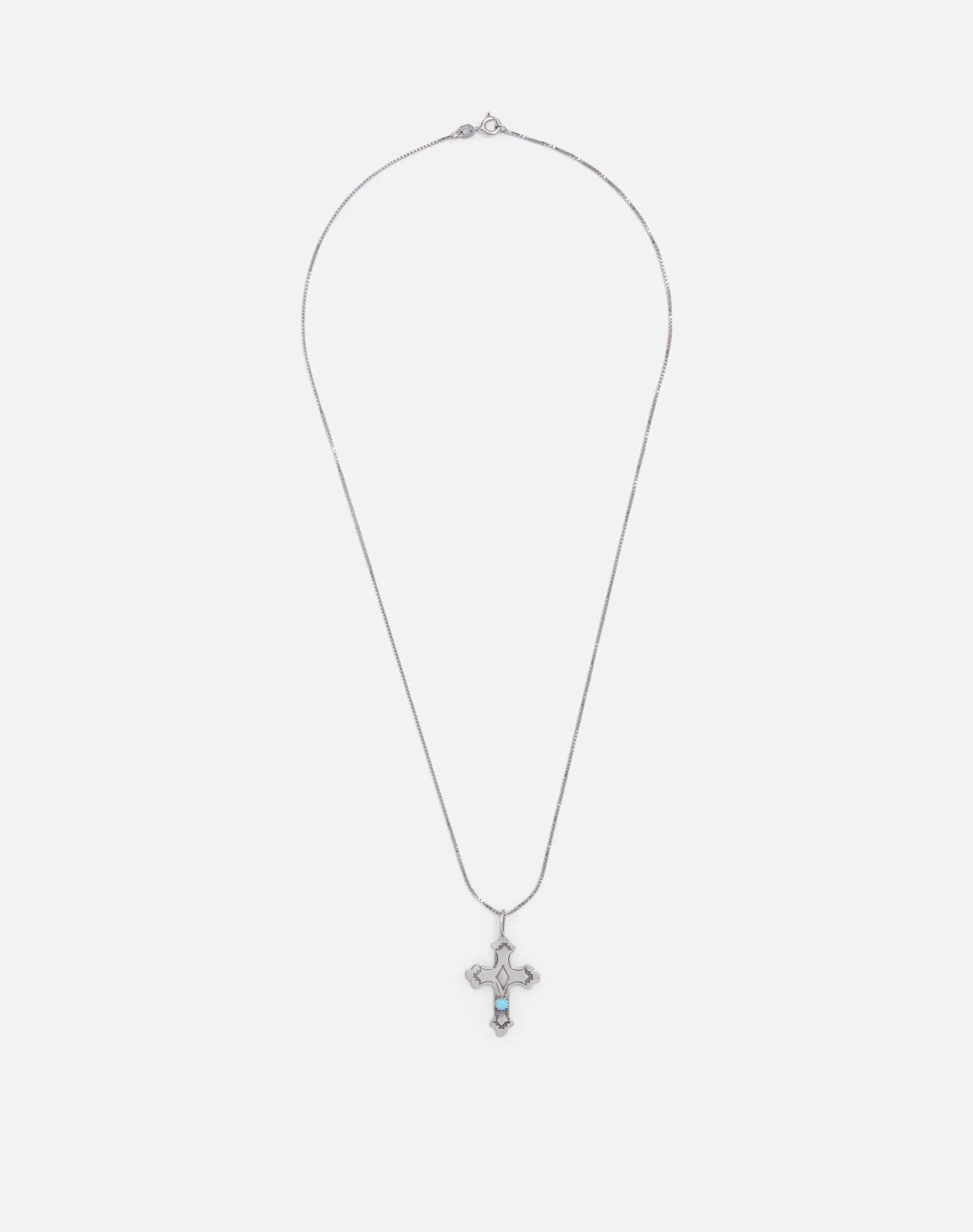 Vintage 70s Sterling + Turquoise Cross Necklace -#1734 sold by Re/Done product image thumbnail 2