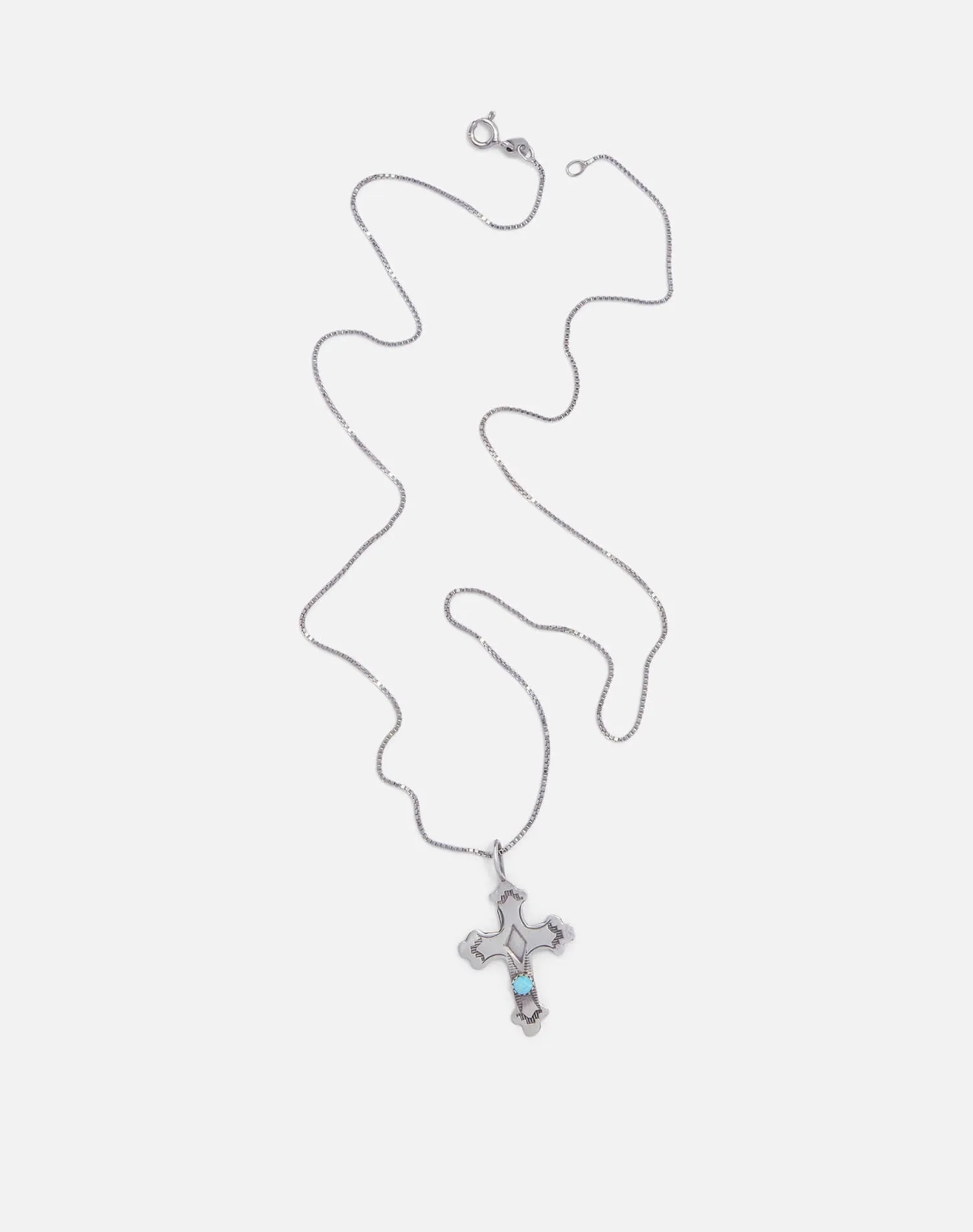 Vintage 70s Sterling + Turquoise Cross Necklace -#1734 sold by Re/Done product image thumbnail 3