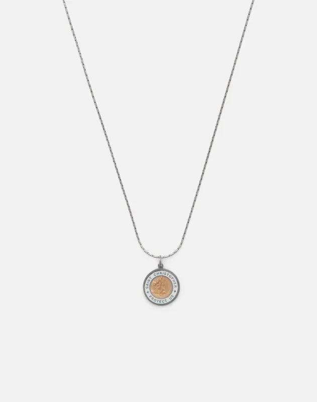 Vintage Sterling Enamel St Christopher Necklace - #1679 made by Re/Done