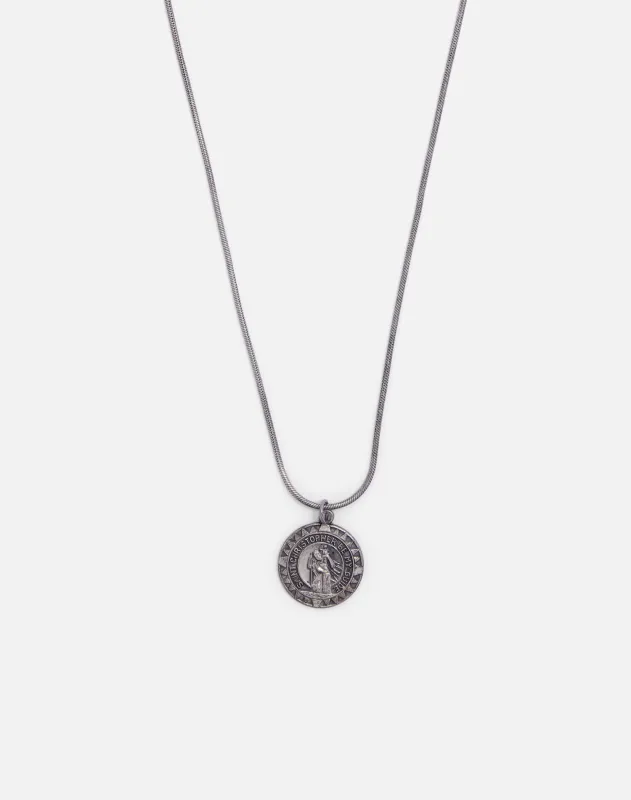 Vintage Sterling St Christopher Necklace - #1677 made by Re/Done
