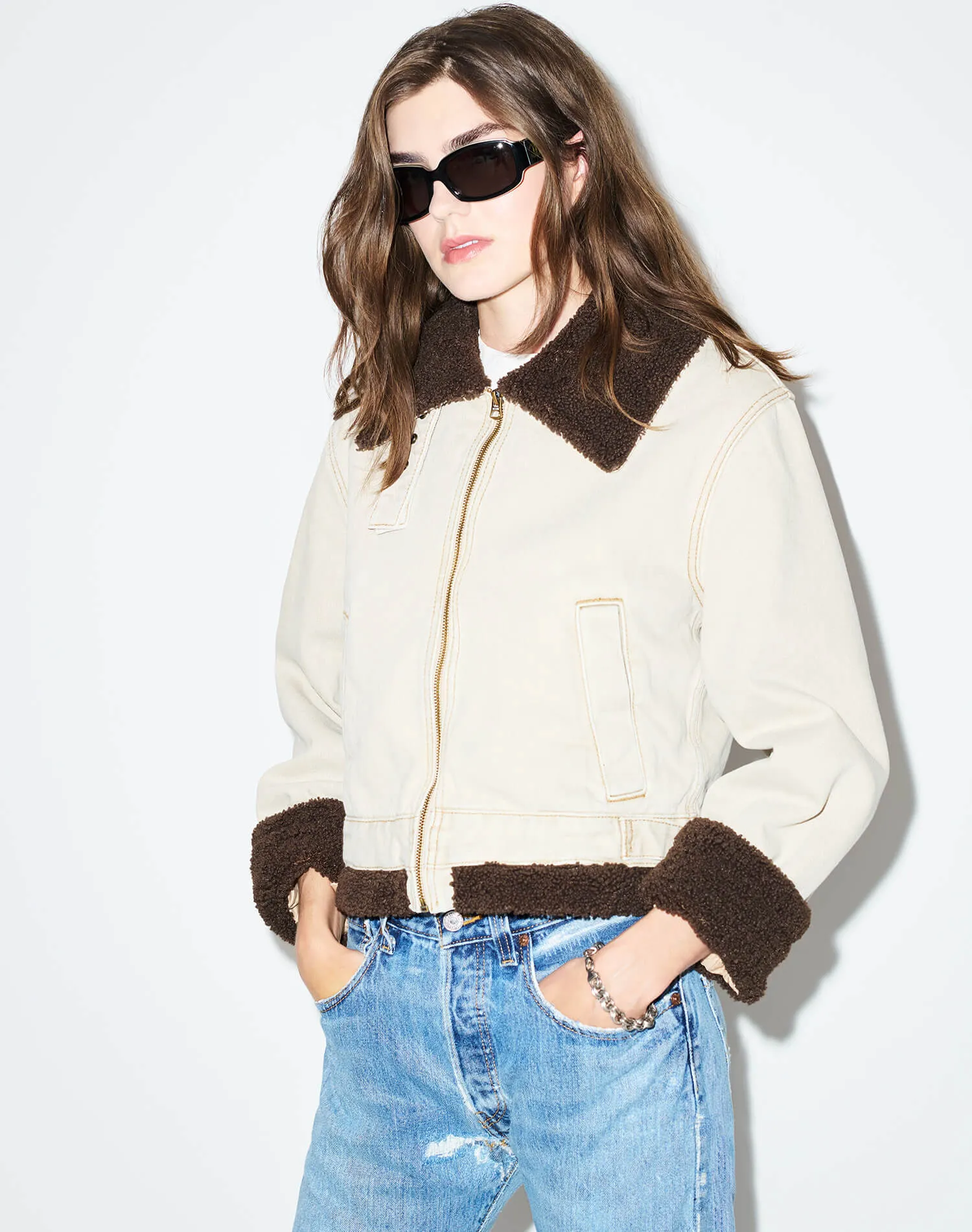 Aviator Jacket - Quiet Khaki sold by Re/Done