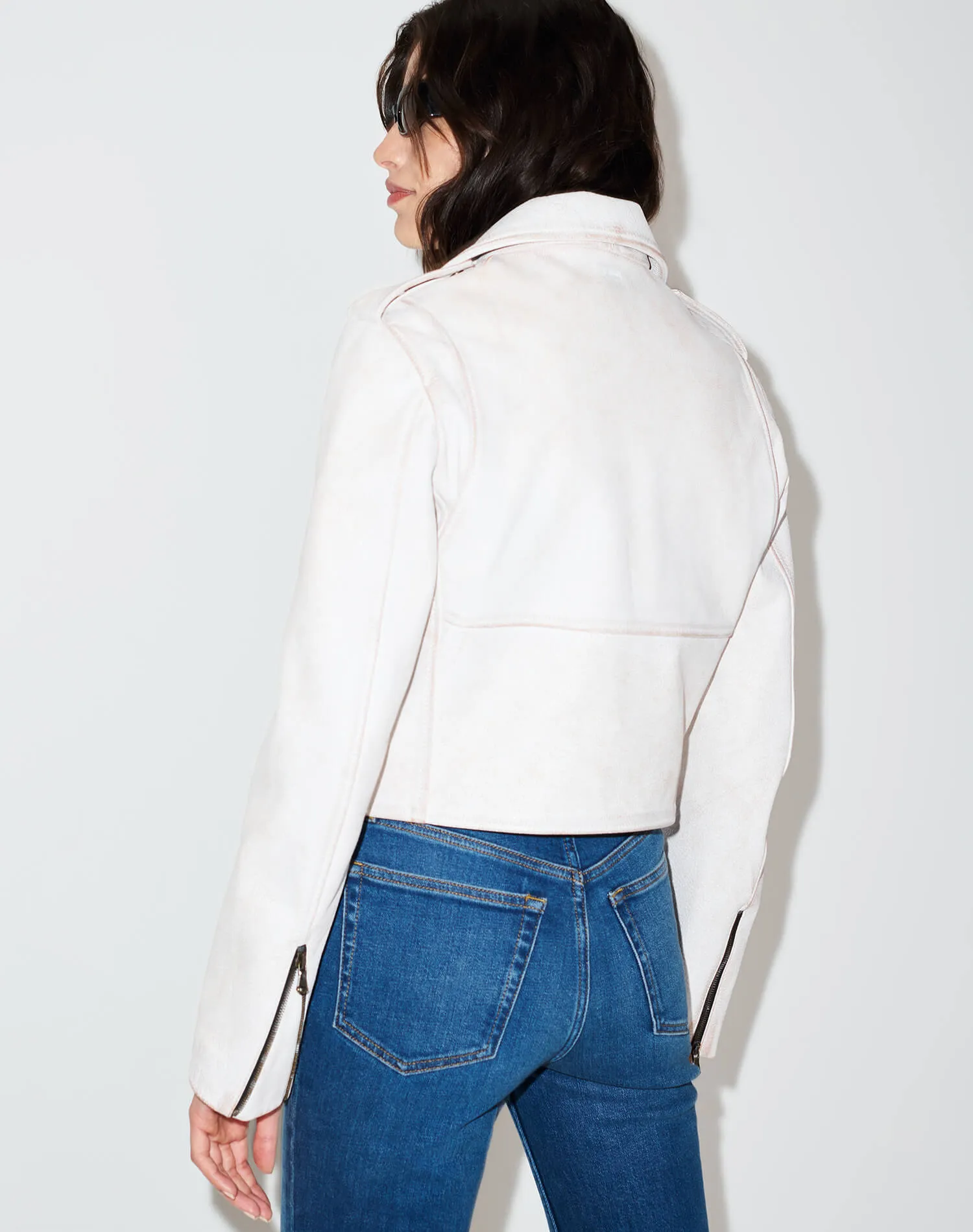Leather Moto Jacket - White sold by Re/Done product image thumbnail 3