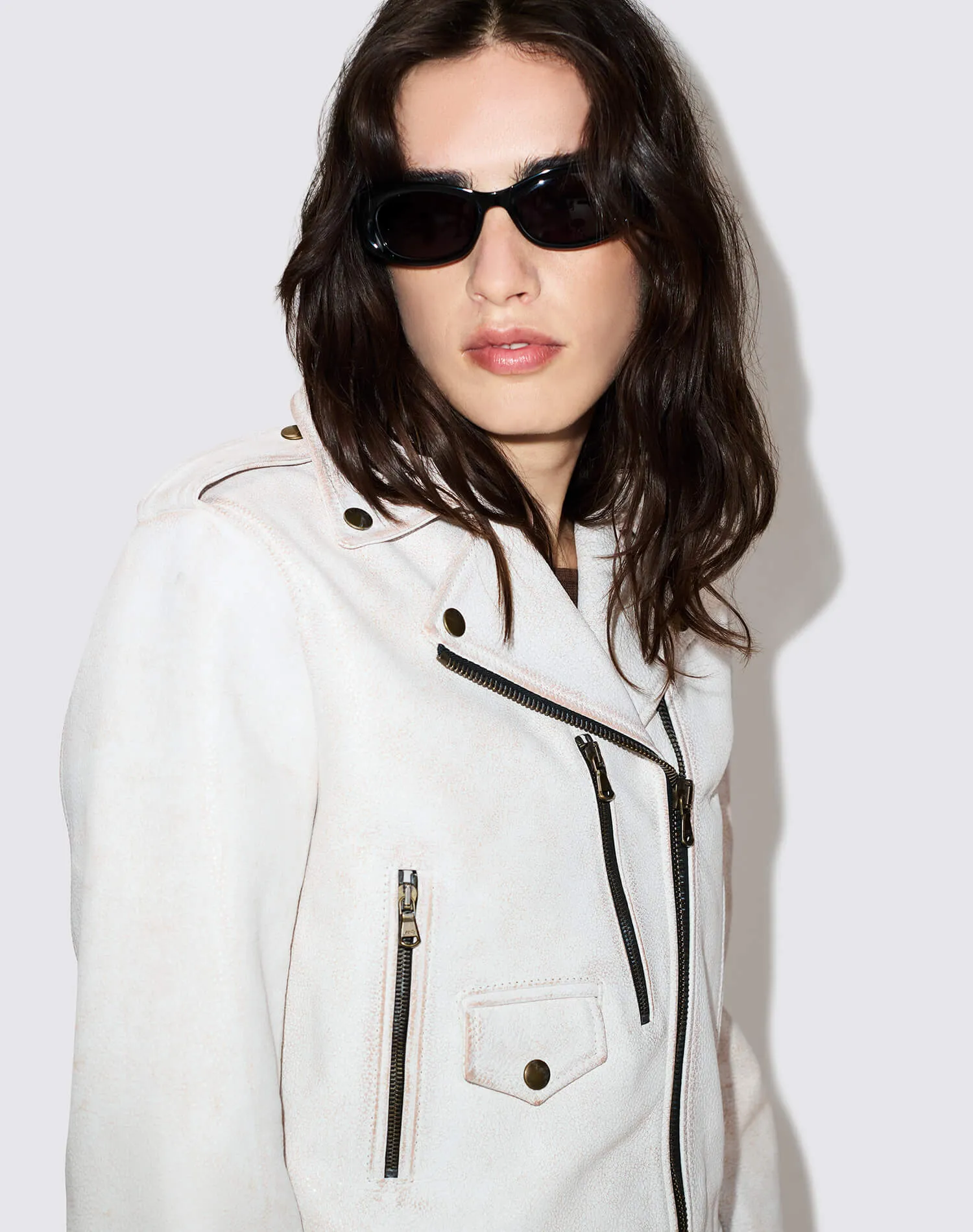 Leather Moto Jacket - White sold by Re/Done