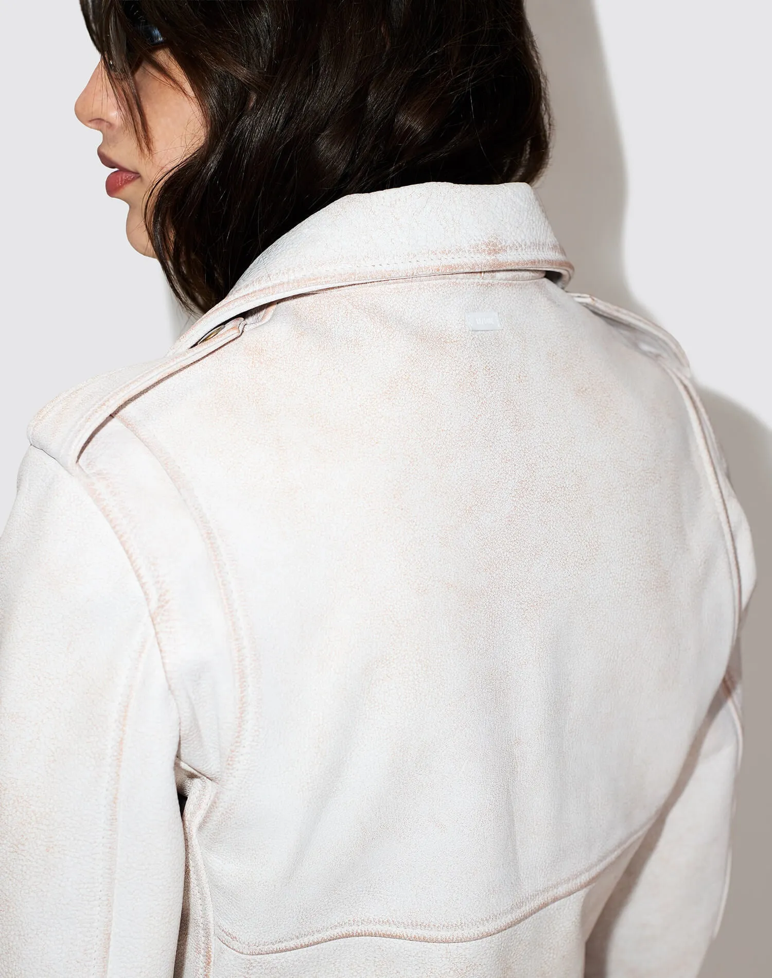 Leather Moto Jacket - White sold by Re/Done product image thumbnail 4
