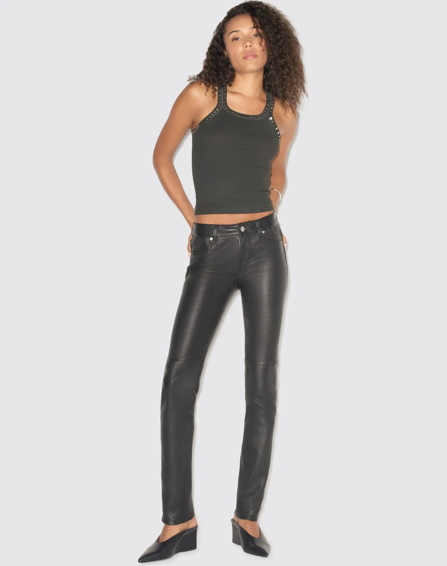Multi Stud Ribbed Tank - Washed Black sold by Re/Done product image thumbnail 2