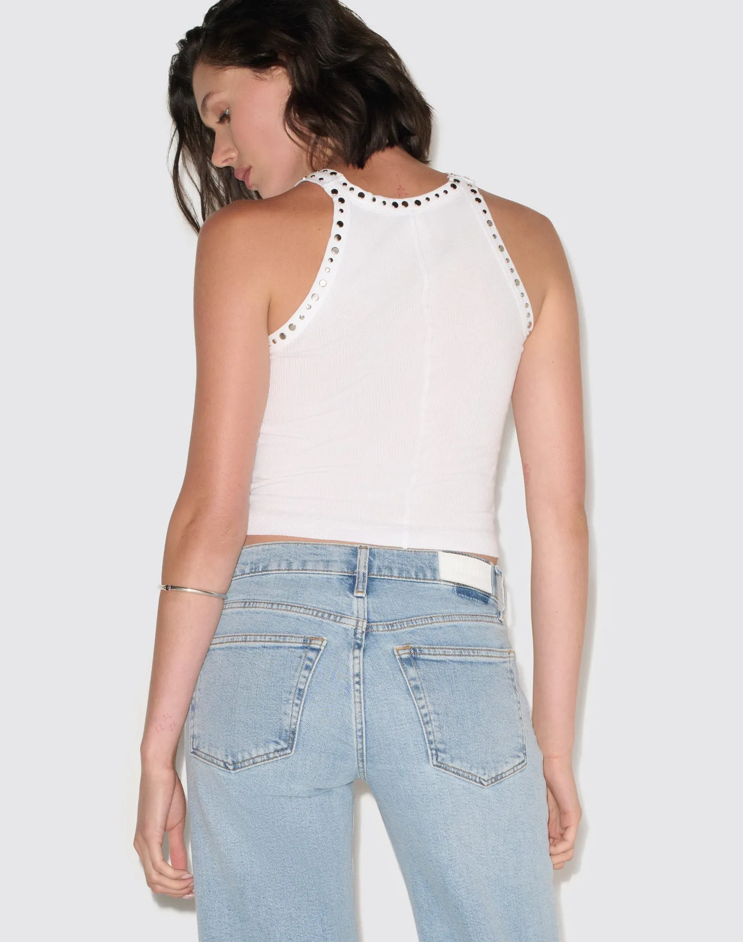 Multi Stud Ribbed Tank - Optic White sold by Re/Done product image thumbnail 4