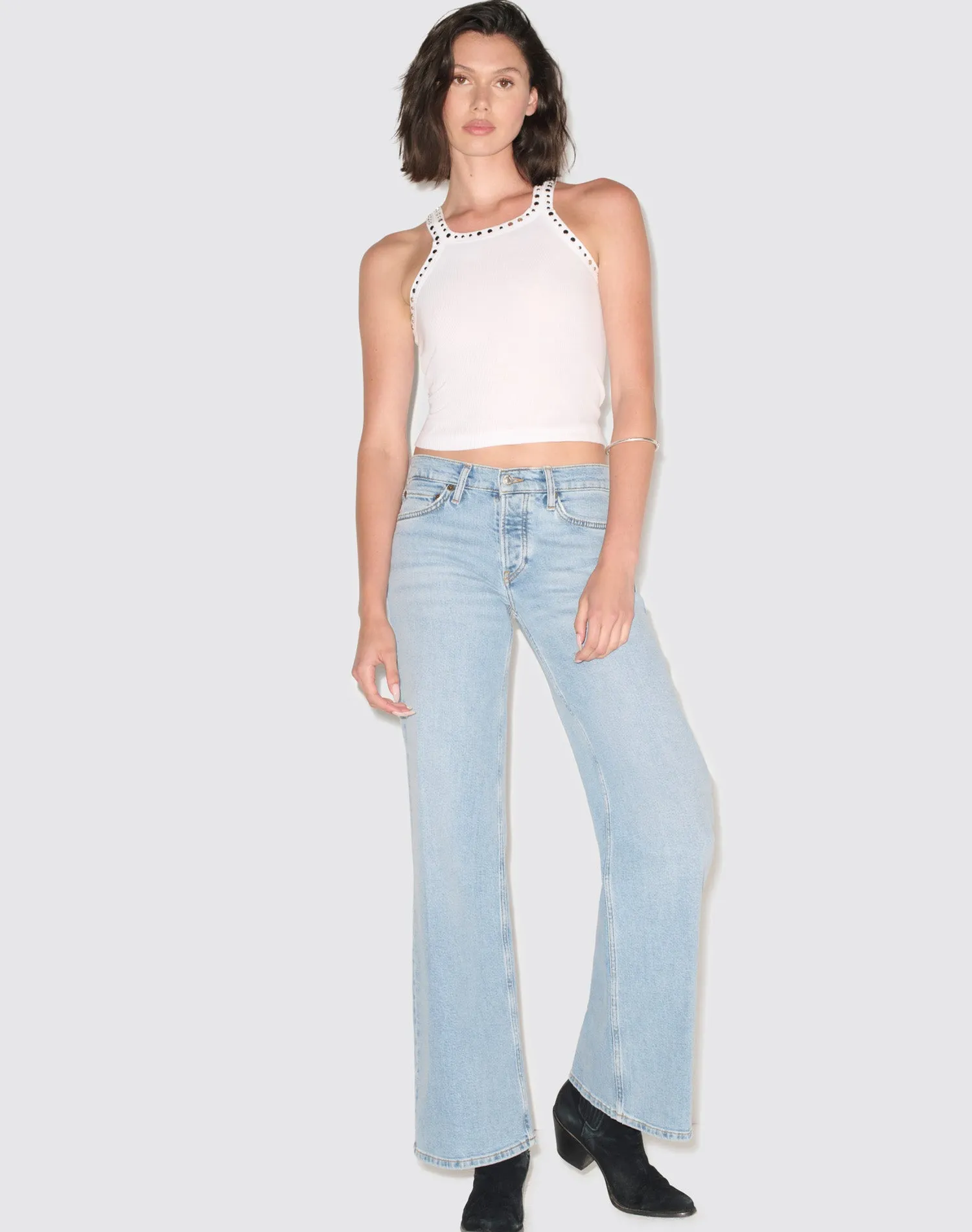 Multi Stud Ribbed Tank - Optic White sold by Re/Done product image thumbnail 2