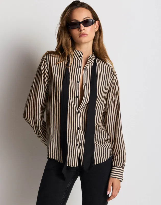 Dillon Scarf Shirt - Smoke and Black Stripe made by Re/Done