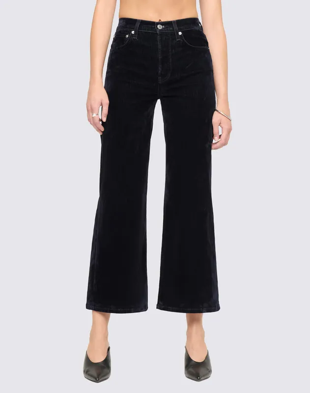 High Rise Wide Leg Crop - Navy Flocked made by Re/Done