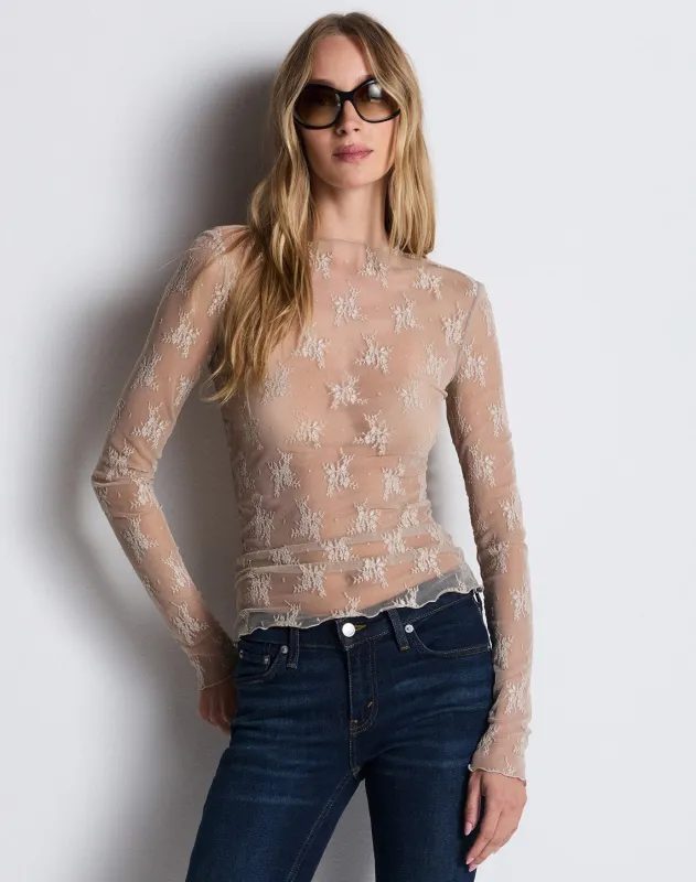 Rhytym Lace Long Sleeve - Smoke made by Re/Done