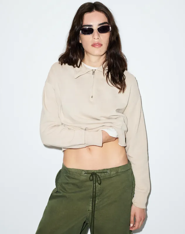 Benny Half Zip - Khaki made by Hanes