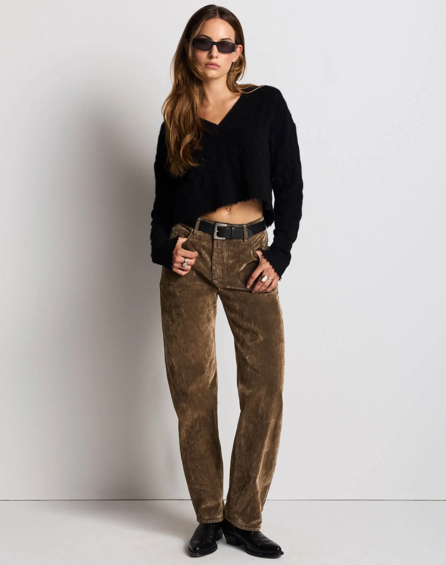 Rewind Jean - Beige Black Flock sold by Re/Done product image thumbnail 2