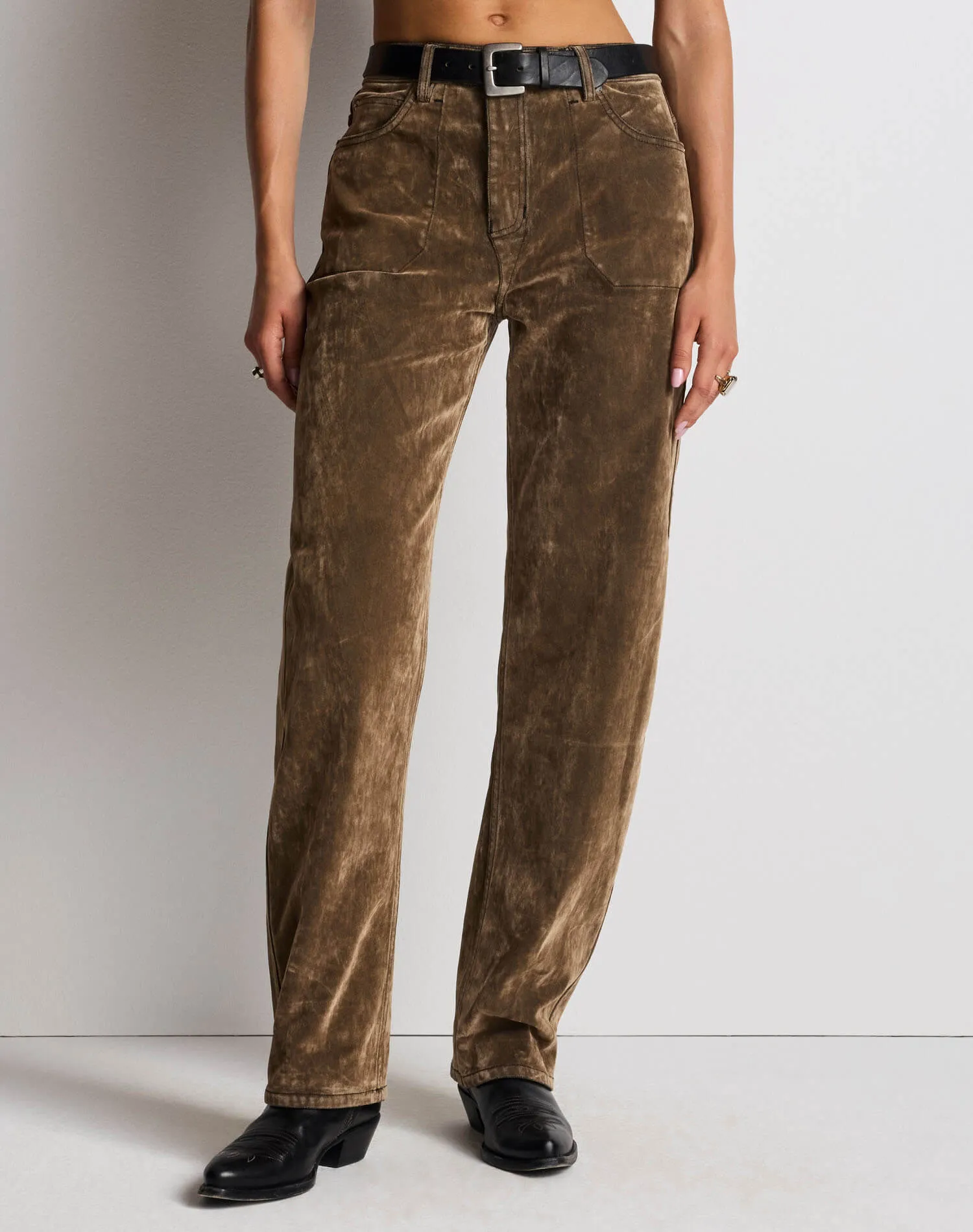Rewind Jean - Beige Black Flock sold by Re/Done