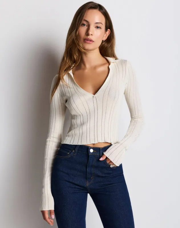 Jaxson Knit Polo - Ivory made by Re/Done
