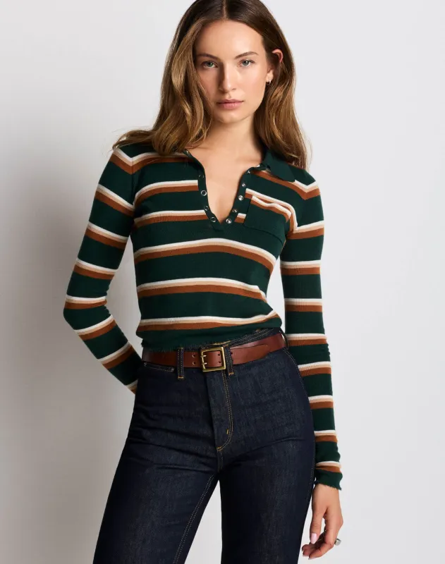 Erin Striped Pullover - Aspen/Cognac made by Re/Done
