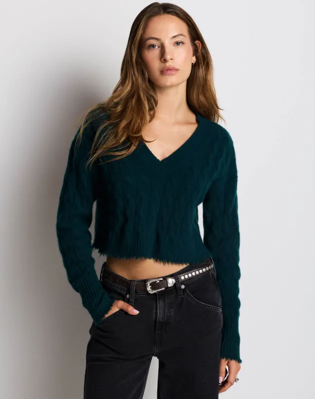 Zoe Cashmere V Neck - Mallard made by Re/Done