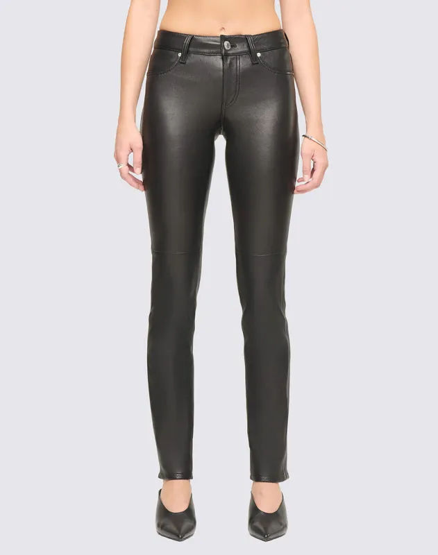 Slim Cig Stretch Leather Pant - Black made by Re/Done