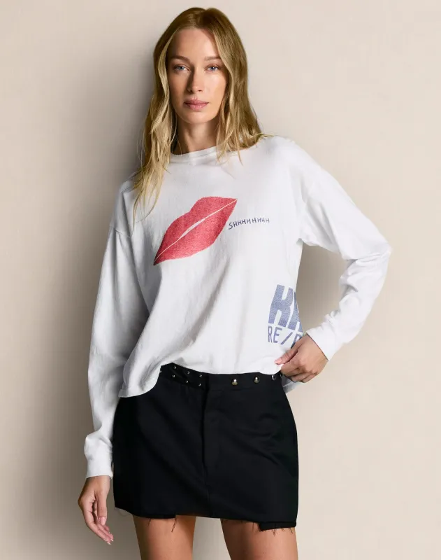 Boxy Boyfriend Long Sleeve Shh - Optic White made by Re/Done